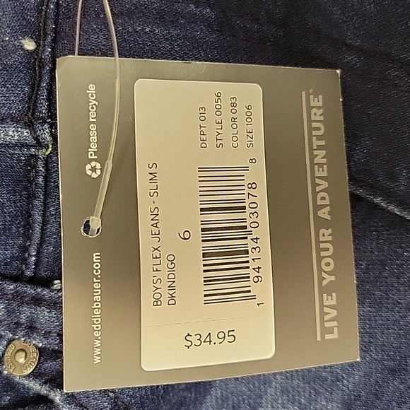 Eddie Bauer Kid's Slim Straight Blue Jeans Sz 6. New With Tags - Picture 6 of 7